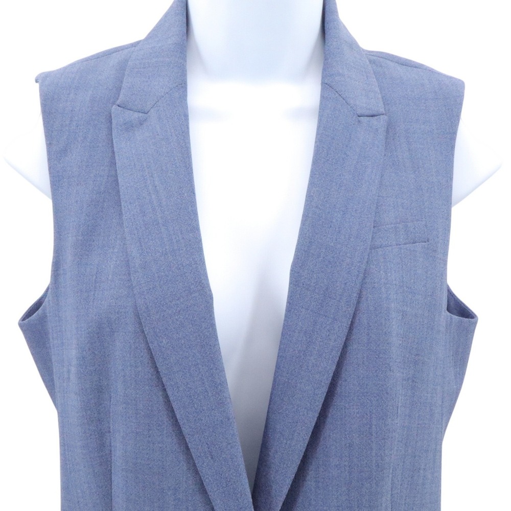 Banana Republic Blue Wool Blend Vest Suit Set Women 4 Cropped Pants Lined - Picture 4 of 8